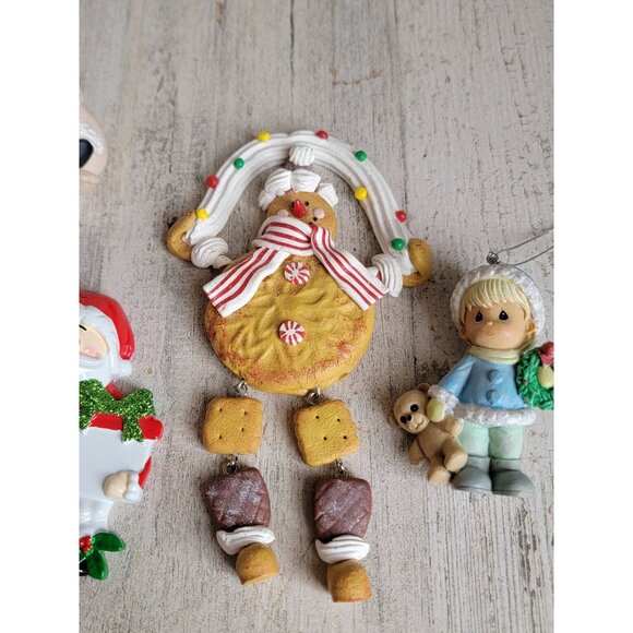 Gingerbread man Santa variety ornament Xmas set precious moment - Picture 4 of 10